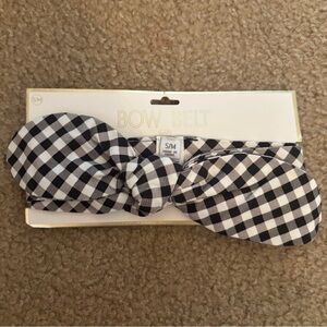 Mud Pie Black and White Plaid Bow Belt - new